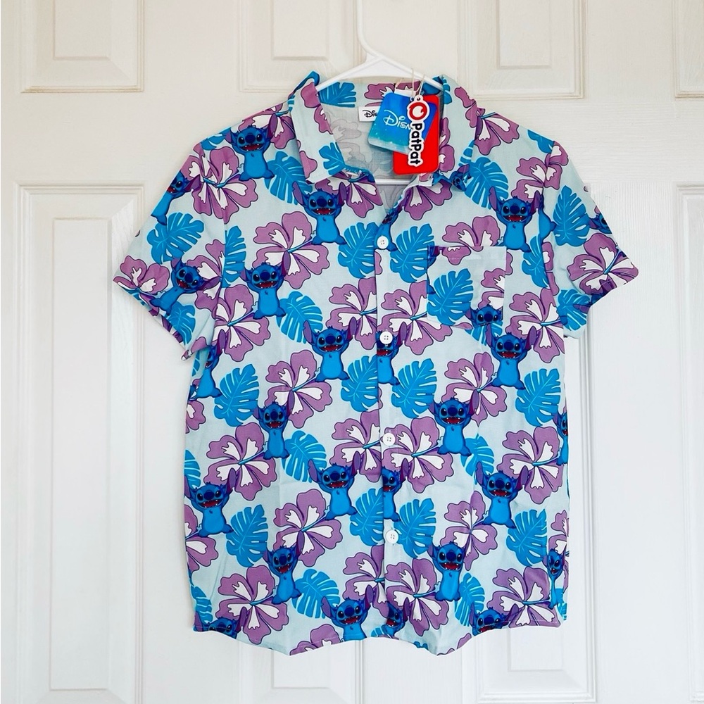 Men Disney Stitch and Hawaii Style Floral Print Sleeveless Shirt